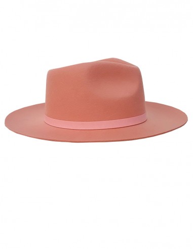Spring felt fedora hat with wide brim - pink