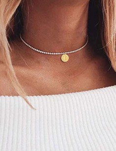 Collier Saint-Benoît Femme Doré Strass | Ras de Cou