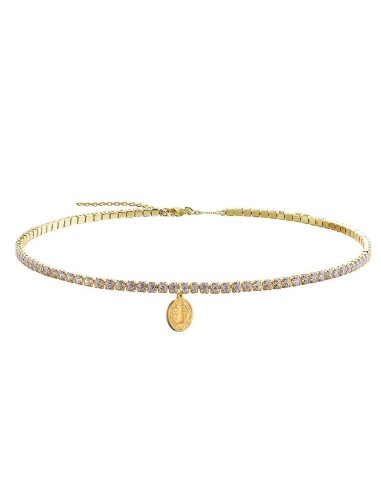 Collier Saint-Benoît Femme Doré Strass | Ras de Cou