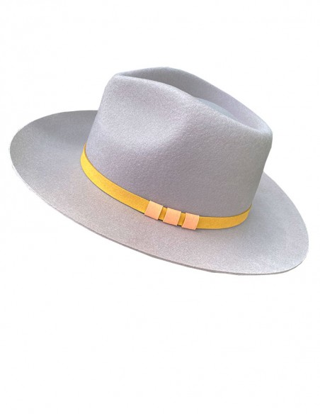 Spring felt fedora hat with wide brim - gray