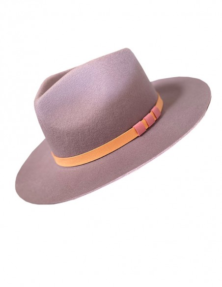 Lente vilten fedora hoed met brede rand - lavendel