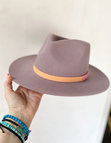 Chapeau fedora en feutre de printemps avec un large bord - lavande