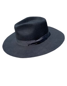 Chapeau bogart en laine avec un large bord - noir