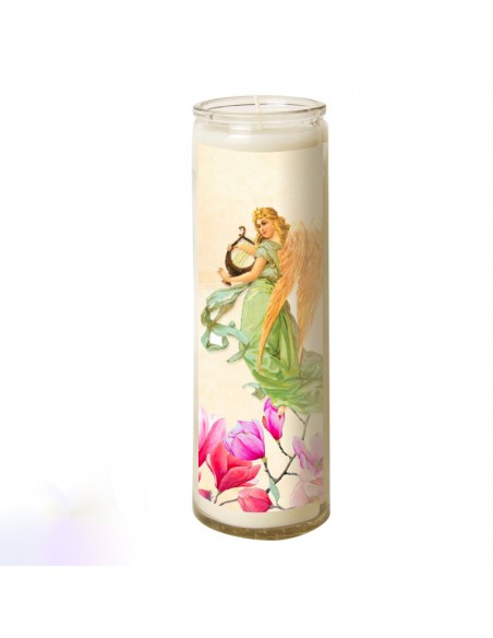 Candle 7 days in glass Angel - lyre and flowers