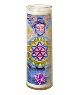 Zen Buddha glass candle 7 days - flower of life