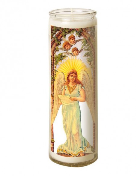 Bougie 7 jours en verre Ange - arche en pierre