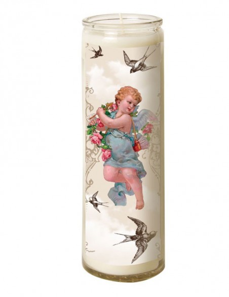 Bougie 7 jours en verre Ange Vintage - hirondelles
