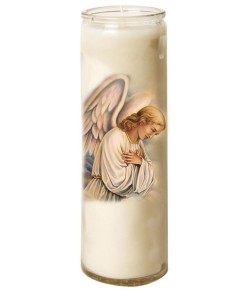 Candle 7 days in glass Angel - hands in the heart