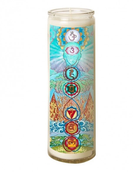 Bougie 7 jours en verre Chakras - Eléments