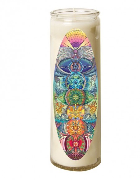 7 Day Candle in Glass Chakras - Oval