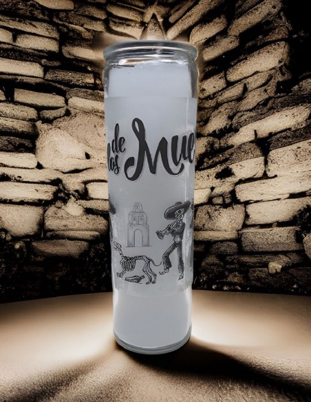 Dia de Los Muertos 7-daagse kaars in glas - dans
