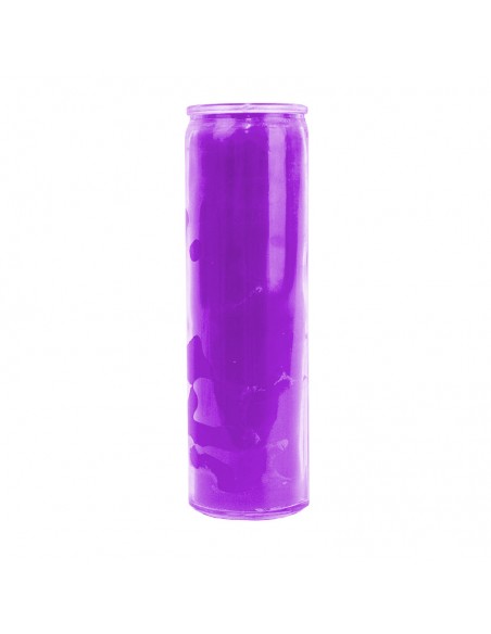 Bougie 7 jours en verre mauve colorée dans la masse
