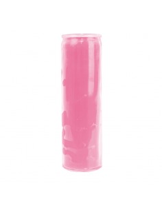 Bougie 7 jours en verre rose colorée dans la masse