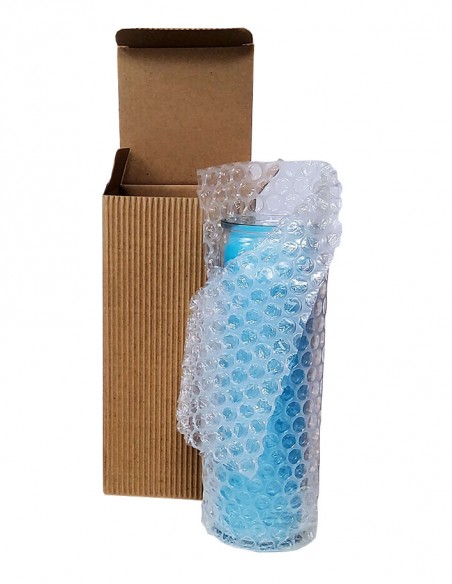 Bougie 7 jours en verre bleu clair colorée dans la masse