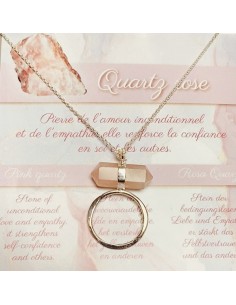 Rosenquarzanhänger mit 925er Silberkette - Halsband .
