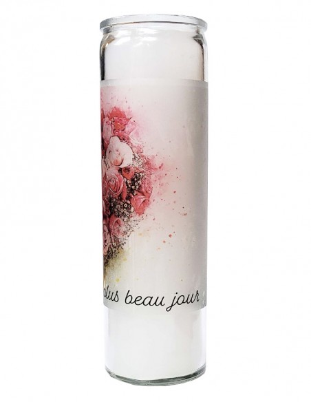 Bougie 7 jours en verre Mariage - Bouquet