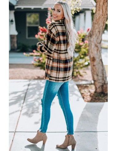 Warm checked shirt for women - orange brown