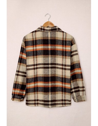 Warm checked shirt for women - orange brown