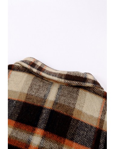 Warm checked shirt for women - orange brown