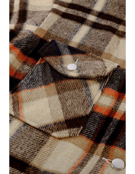 Warm checked shirt for women - orange brown