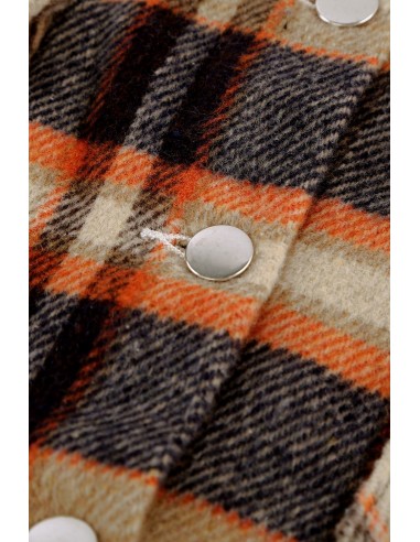Warm checked shirt for women - orange brown
