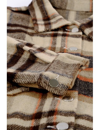 Warm checked shirt for women - orange brown