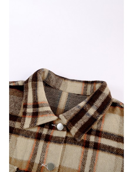 Warm checked shirt for women - orange brown