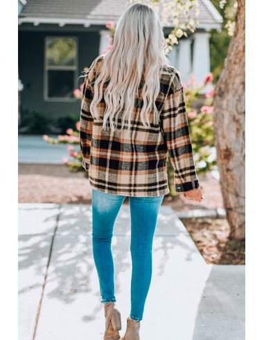 Warmes Karohemd für Damen - Orangebraun