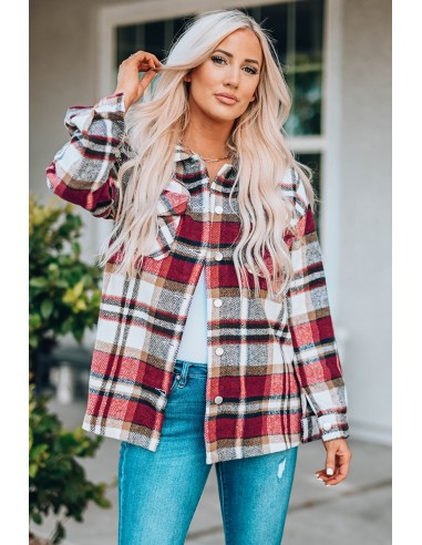 Chemise à carreaux chaude pour femme - tons rouge