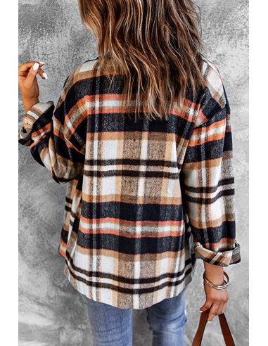 Warm geruit overhemd voor dames - blauw en oranje