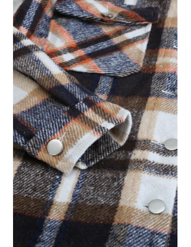 Warm checked shirt for women - blue and orange