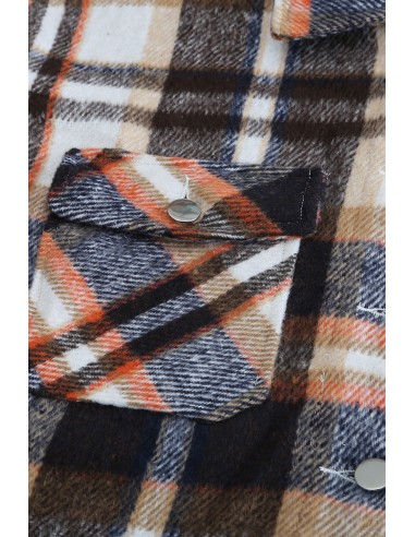 Chemise à carreaux chaude pour femme - bleu et orange