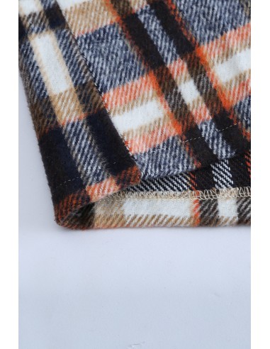 Chemise à carreaux chaude pour femme - bleu et orange