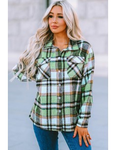 Warm checked shirt for women - green