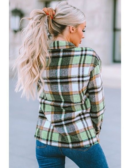 Warm checked shirt for women - green
