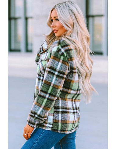 Chemise à carreaux chaude pour femme - vert