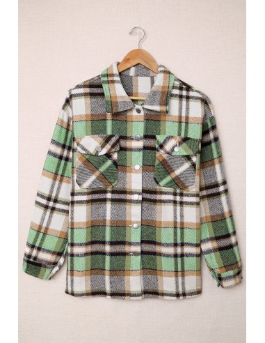 Warm checked shirt for women - green