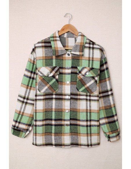 Chemise à carreaux chaude pour femme - vert