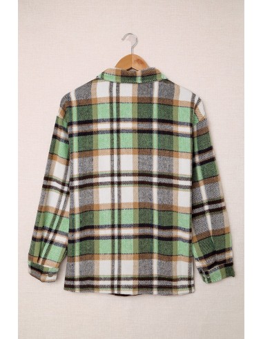 Warm checked shirt for women - green