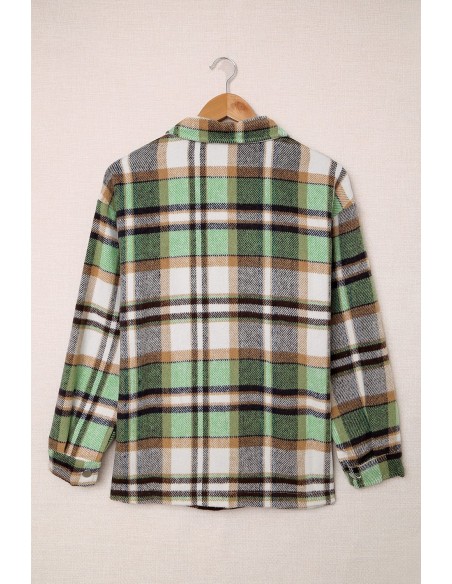 Warm checked shirt for women - green