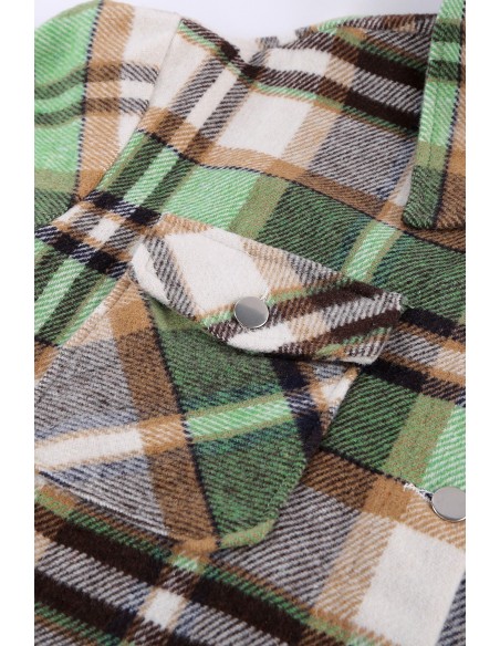 Warm checked shirt for women - green