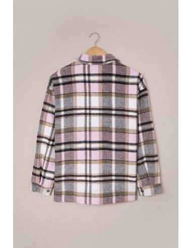 Warm checked shirt for women - pink