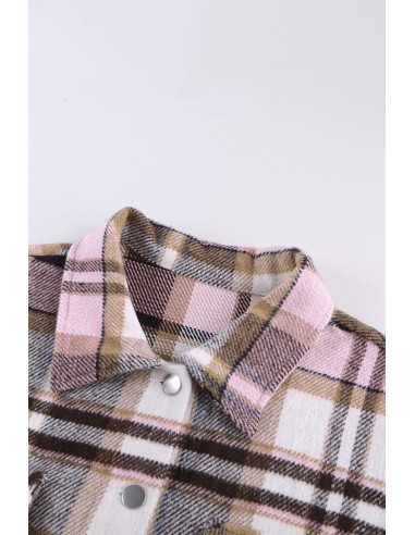 Warm checked shirt for women - pink