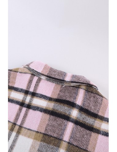Warm checked shirt for women - pink
