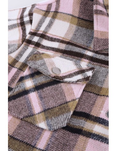 Warm checked shirt for women - pink