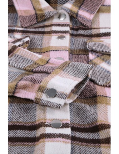 Warm checked shirt for women - pink