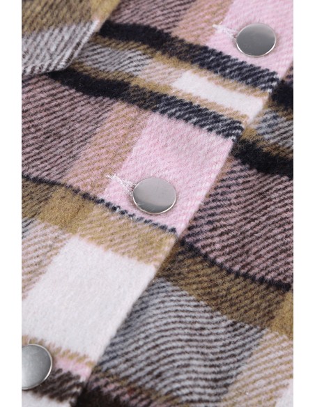 Chemise à carreaux chaude pour femme - rose