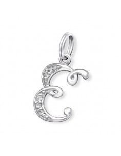 Pendant letter E crystal silver 925