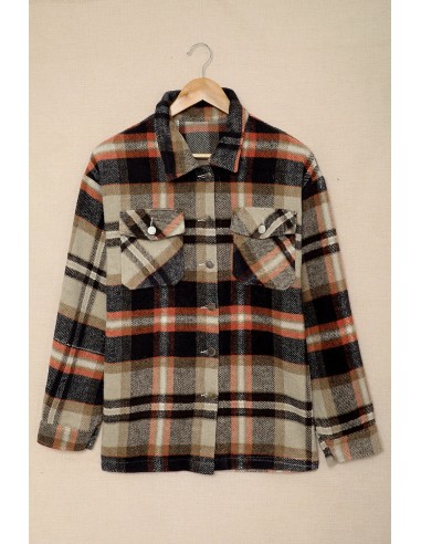 Chemise à carreaux chaude - beige orange rouge