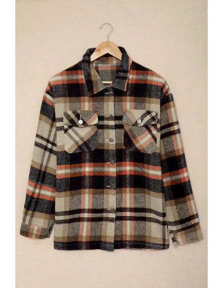 Chemise à carreaux chaude - beige orange rouge